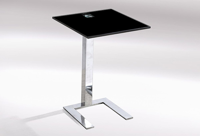Kia Glass Top Lamp Table With Clear Or Black Top